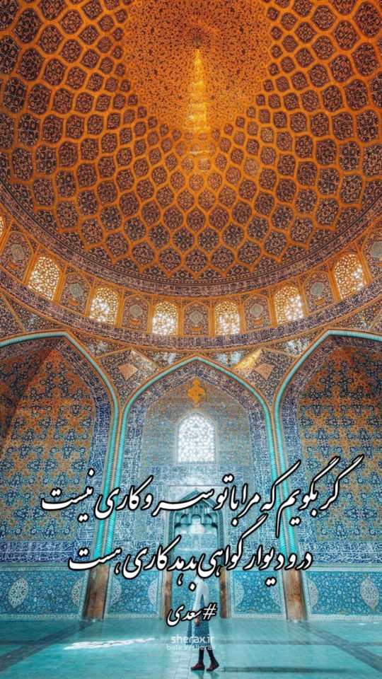 شعر عکس - گر بگویم که مرا با تو سر و کاری نیست - در و دیوار گواهی بدهد کاری هست