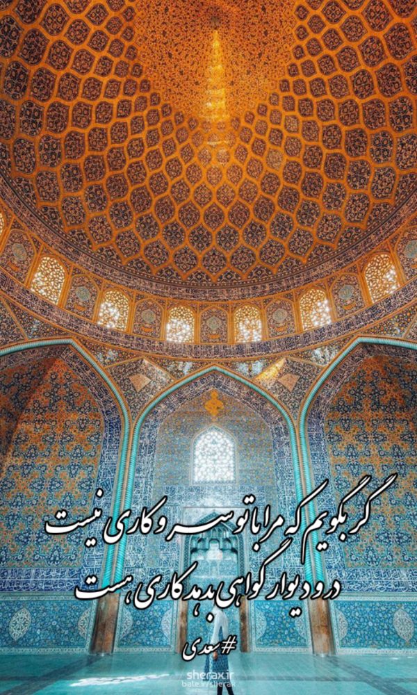 شعر عکس - گر بگویم که مرا با تو سر و کاری نیست - در و دیوار گواهی بدهد کاری هست