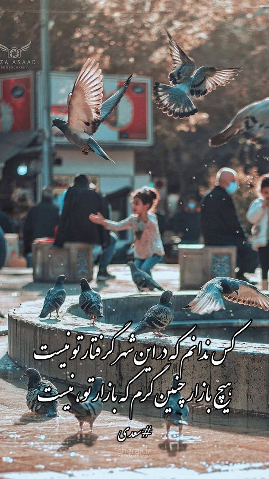 شعر عکس - کس ندانم که در این شهر گرفتار تو نیست - هیچ بازار چنین گرم که بازار تو، نیست