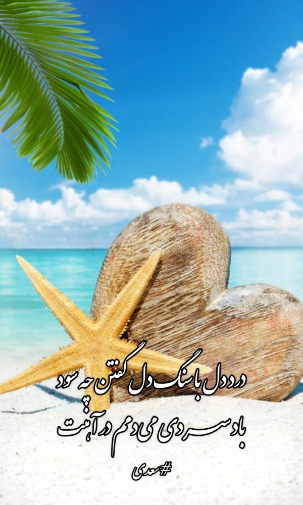 شعر عکس - درد دل با سنگ دل گفتن چه سود - باد سردی می‌دمم در آهنت