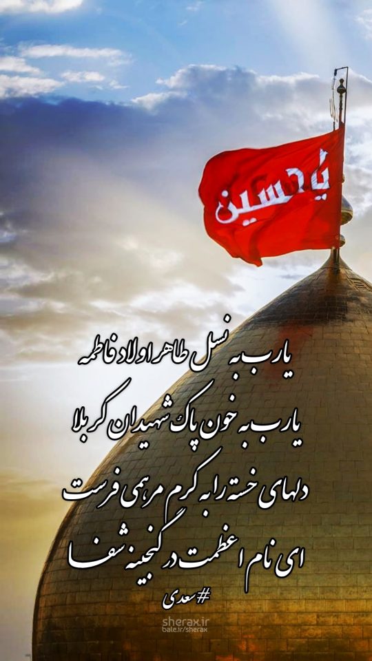 شعر عکس - یارب به نسل طاهر اولاد فاطمه - یارب به خون پاک شهیدان کربلا - دل‌های خسته را به کرم مرهمی فرست - ای نام اعظمت در گنجینۀ شفا