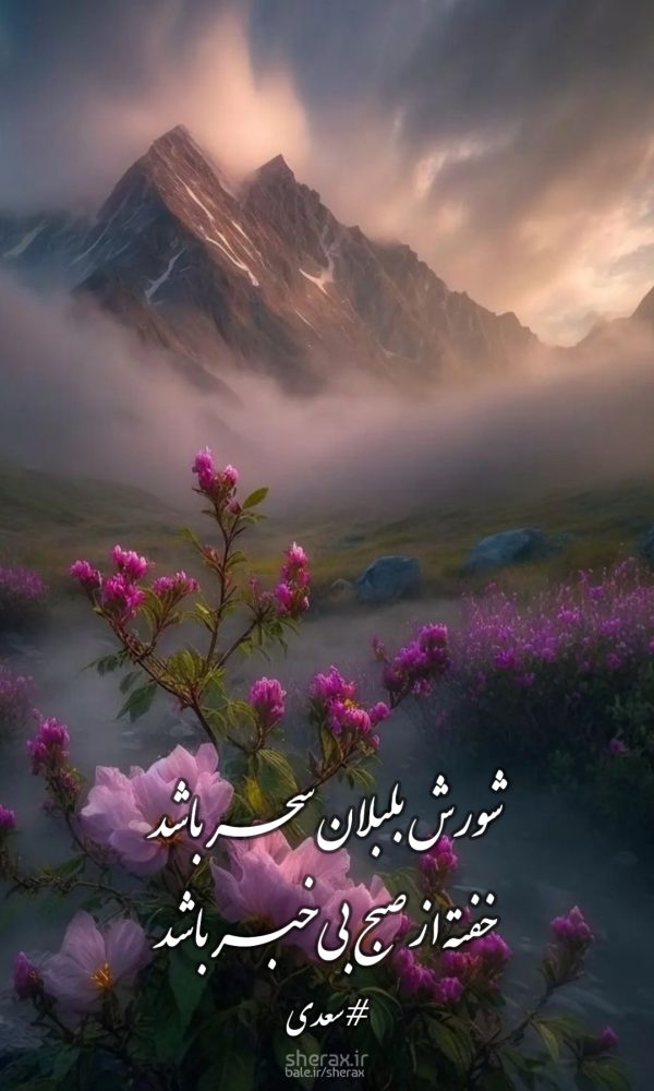 شعر عکس - شورش بلبلان سحر باشد - خفته از صبح بی‌خبر باشد