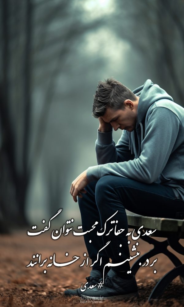 شعر عکس - سعدی به جفا ترک محبت نتوان گفت - بر در بنشینم اگر از خانه برانند