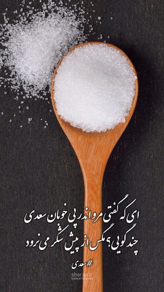 شعر عکس - ای که گفتی مرو اندر پی خوبان سعدی - چند گویی؟ مگس از پیش شکر می‌نرود