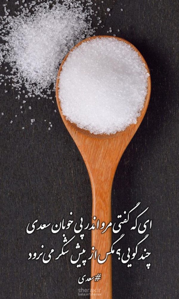 شعر عکس - ای که گفتی مرو اندر پی خوبان سعدی - چند گویی؟ مگس از پیش شکر می‌نرود