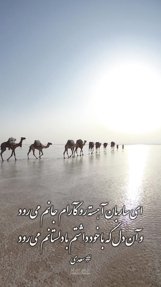 شعر عکس - ای ساربان آهسته رو کآرام جانم می‌رود - وآن دل که با خود داشتم با دلستانم می‌رود