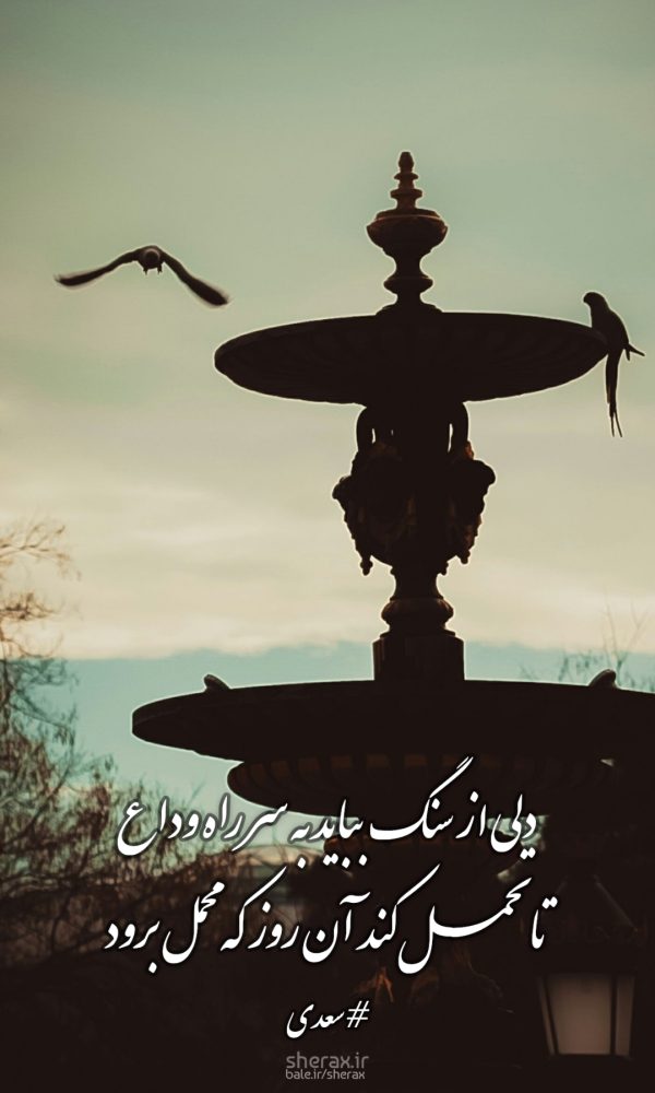 شعر عکس - دلی از سنگ بباید به سر راه وداع - تا تحمل کند آن روز که محمل برود