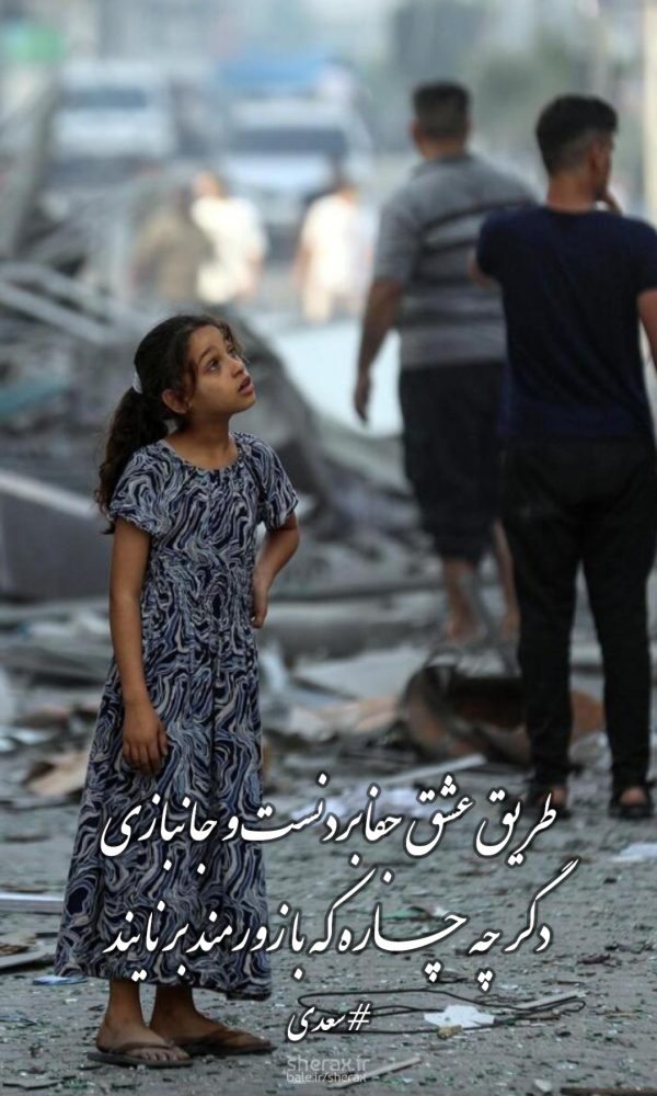 شعر عکس - طریق عشق جفا بردنست و جانبازی - دگر چه چاره که با زورمند برنایند