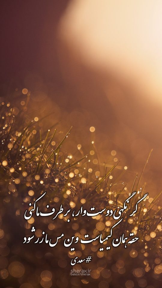 شعر عکس - گر نگهی دوست وار بر طرف ما کنی - حقه همان کیمیاست وین مس ما زر شود