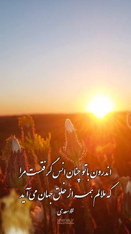 شعر عکس - اندرون با تو چنان انس گرفتست مرا - که ملالم همه از خلق جهان می‌آید